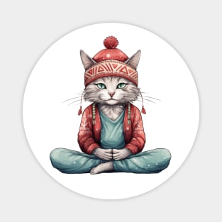 Yoga Meditation Christmas Cat I OM Magnet